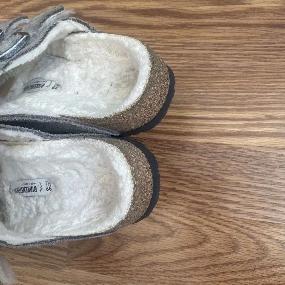 Birkenstock Arizona Shearling Sandals Women's 39 /US 8 Stone Coin/Natural